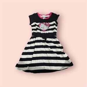 Hello Kitty Black and White Striped Dress with Pink Accents